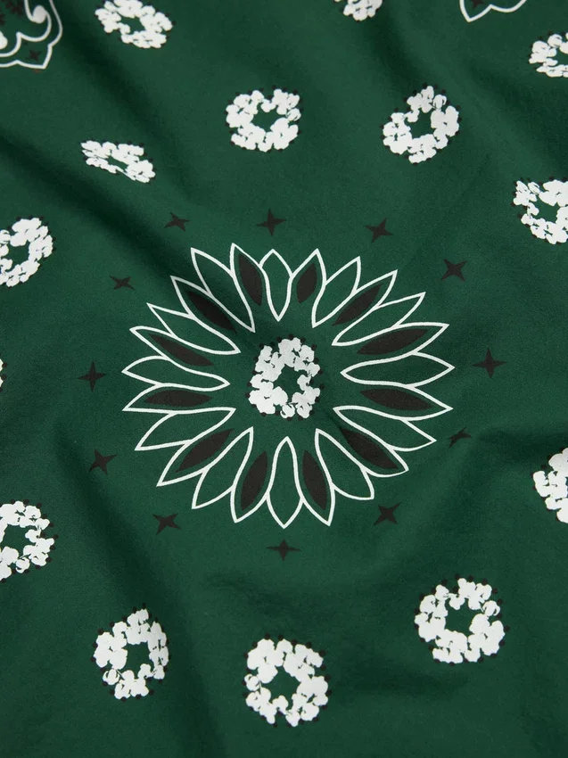 Cotton Wreath Paisley Bandana Green