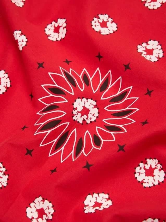 Cotton Wreath Paisley Bandana Red