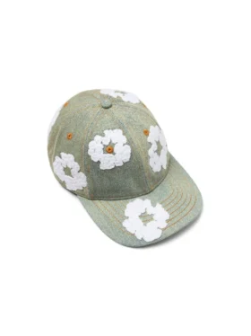 Cotton Wreath Raw Denim Cap Dirty Wash
