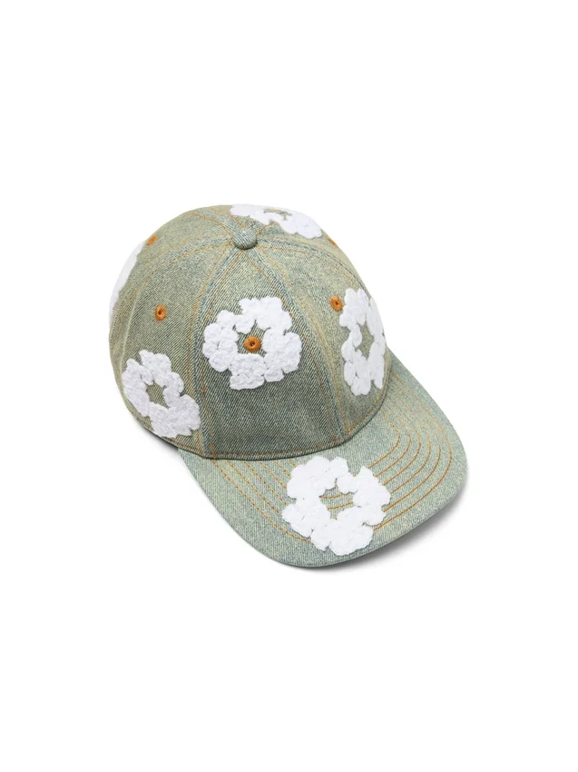 Cotton Wreath Raw Denim Cap Dirty Wash