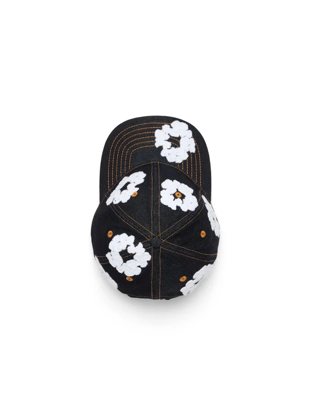 Cotton Wreath Raw Denim Cap Washed Indigo