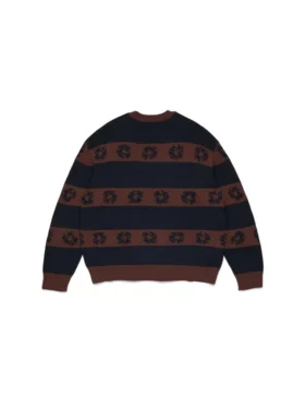 Cotton Wreath Striped Sweater Navy/Brown