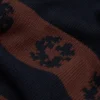 Cotton Wreath Striped Sweater Navy/Brown