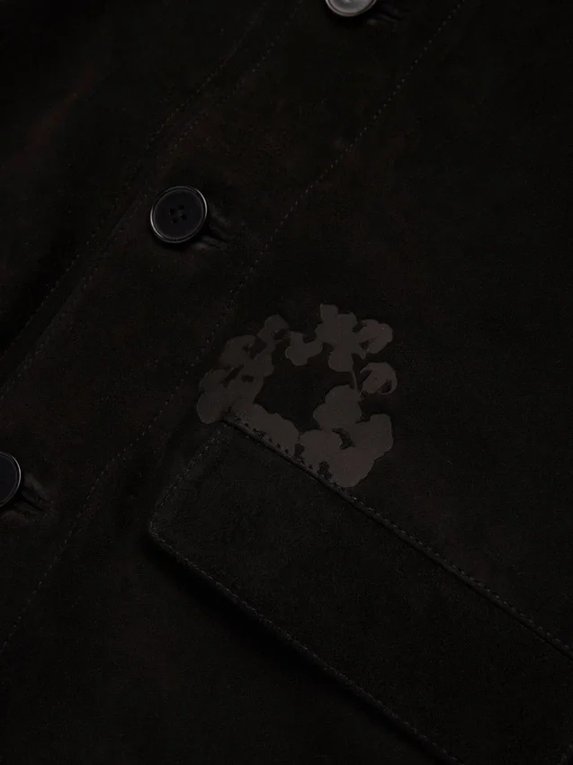 Cotton Wreath Suede Welding Jacket Black