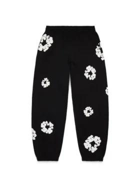 Cotton Wreath Sweatpants Black