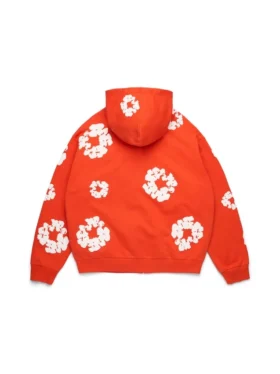 Cotton Wreath Zip Hoodie Dark Orange