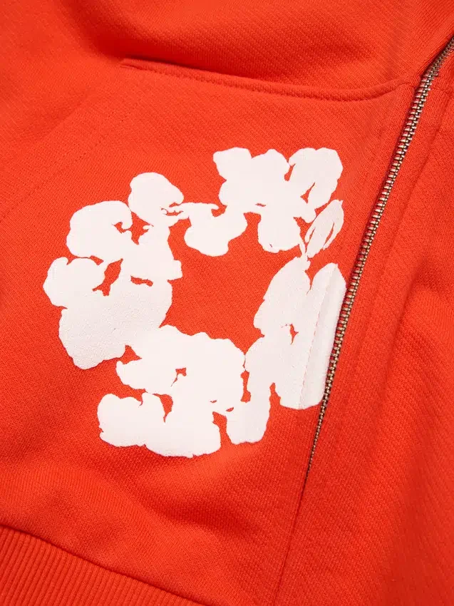Cotton Wreath Zip Hoodie Dark Orange