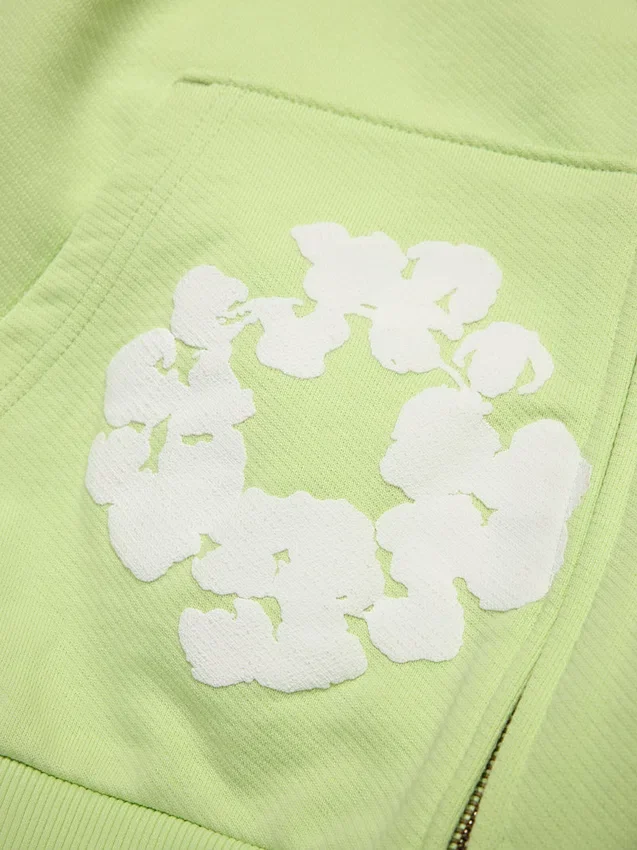 Cotton Wreath Zip Hoodie Mint