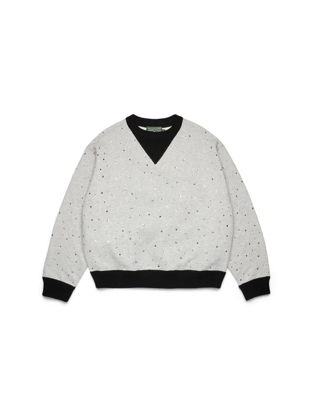 Crystal Crewneck Knit Sweater Black