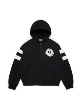Denim U Paneled Zip Hoodie Black