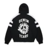 Denim U Paneled Zip Hoodie Black