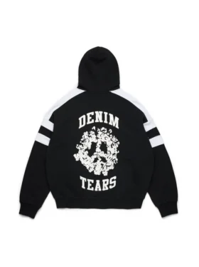Denim U Paneled Zip Hoodie Black