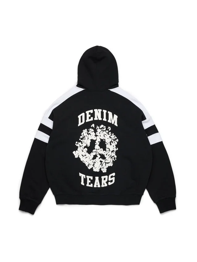 Denim U Paneled Zip Hoodie Black