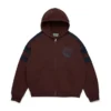 Denim U Paneled Zip Hoodie Brown
