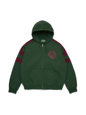 Denim U Paneled Zip Hoodie Green