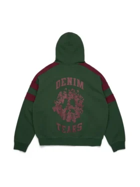 Denim U Paneled Zip Hoodie Green