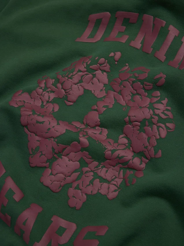 Denim U Paneled Zip Hoodie Green