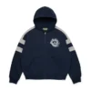 Denim U Paneled Zip Hoodie Navy