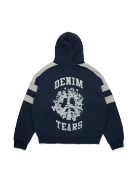Denim U Paneled Zip Hoodie Navy