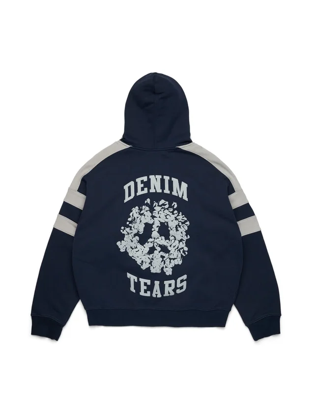 Denim U Paneled Zip Hoodie Navy