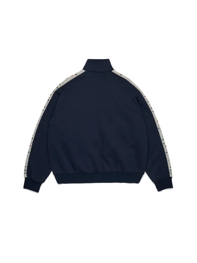 Denim U Rhinestone Fleece Track Jacket Navy