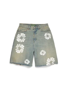 Dirty Wash Cotton Wreath Denim Short