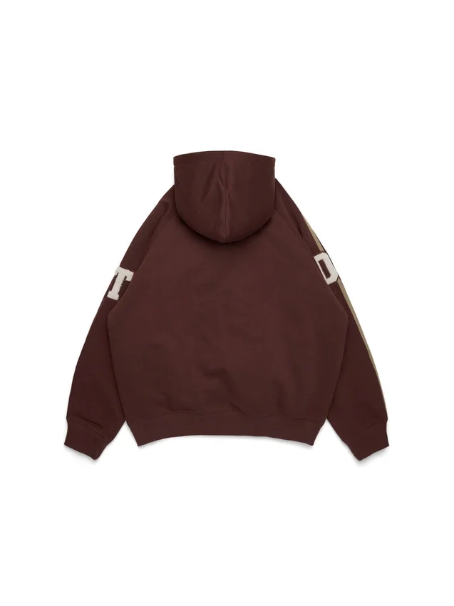 DT Chenille Patch Zip Hoodie Brown