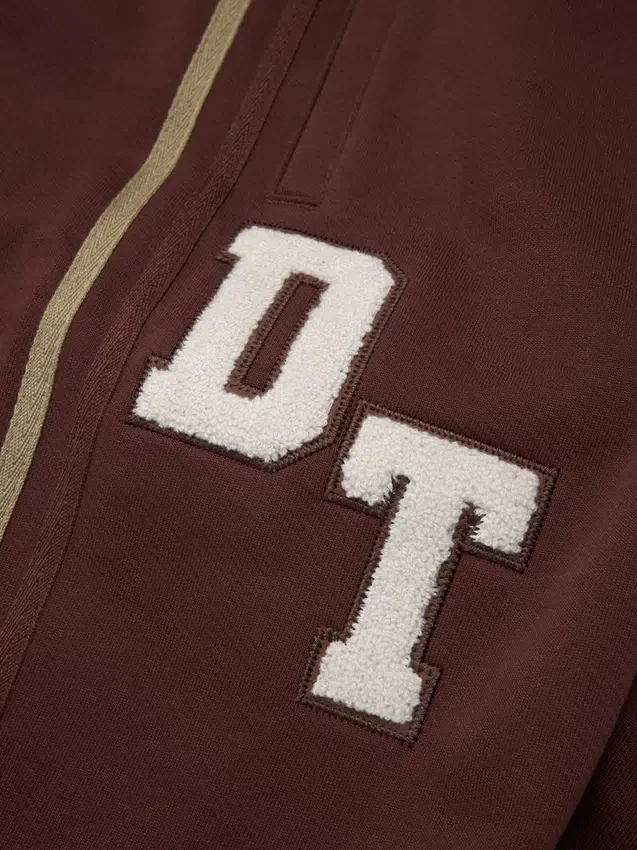 DT Chenille Patch Zip Hoodie Brown