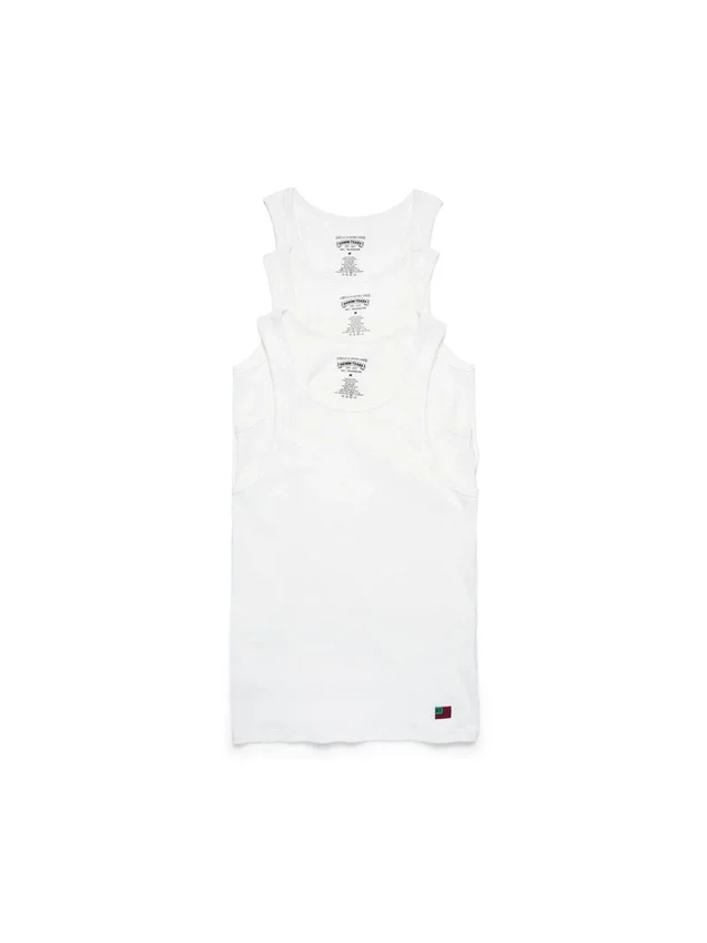 DT Flag 3-Pack Ribbed Tank White