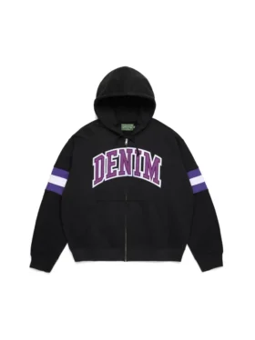 DT Stripe Zip Hoodie Black