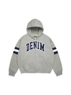 DT Stripe Zip Hoodie Grey