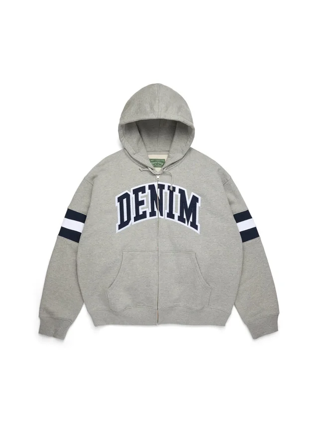 DT Stripe Zip Hoodie Grey
