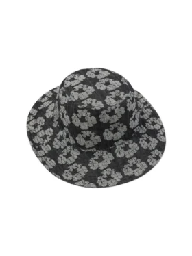 Jacquard Wreath Bucket Hat Washed Black