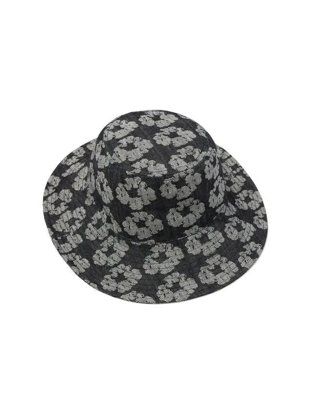 Jacquard Wreath Bucket Hat Washed Black