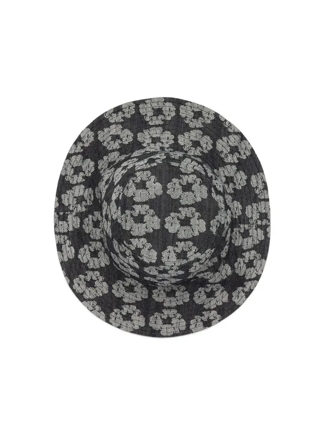 Jacquard Wreath Bucket Hat Washed Black