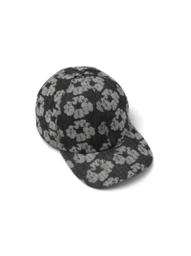 Jacquard Wreath Denim Cap Washed Black