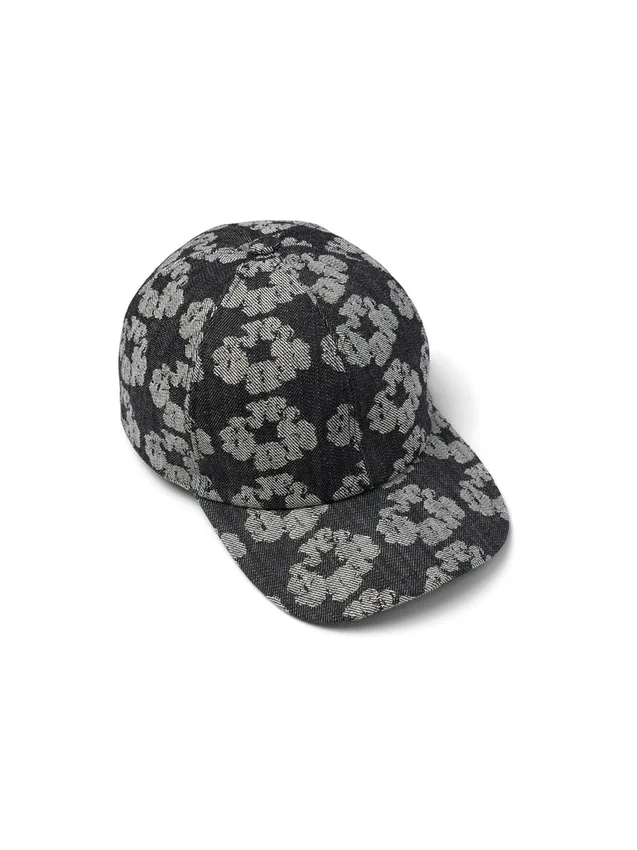 Jacquard Wreath Denim Cap Washed Black