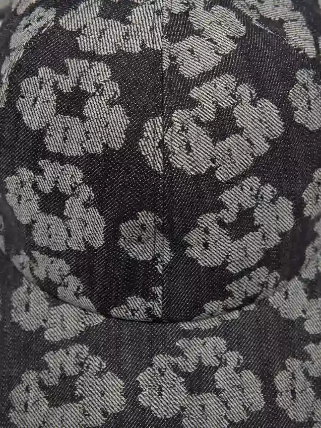 Jacquard Wreath Denim Cap Washed Black