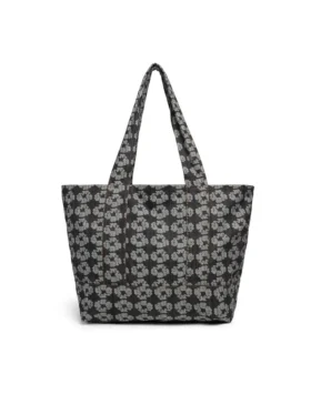 Jacquard Wreath Denim Tote Bag Dark Wash