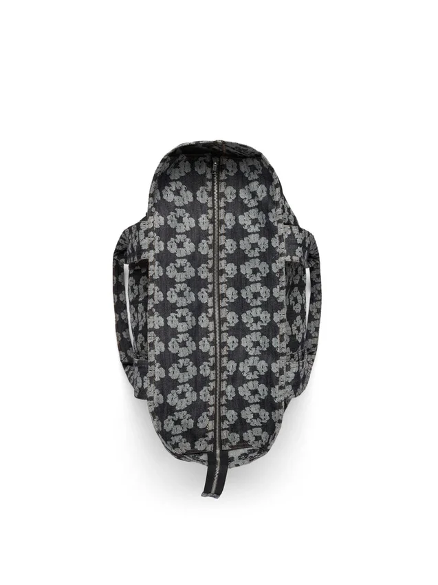 Jacquard Wreath Denim Tote Bag Dark Wash