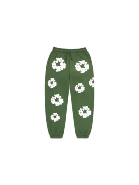 Kids Cotton Wreath Sweatpants Green