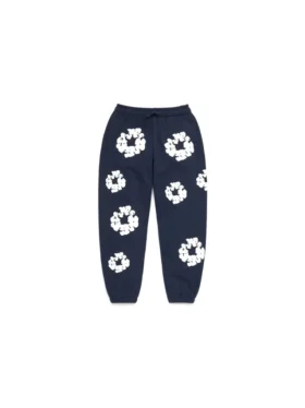 Kids Cotton Wreath Sweatpants Navy