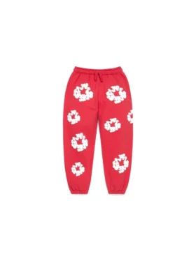 Kids Cotton Wreath Sweatpants Red