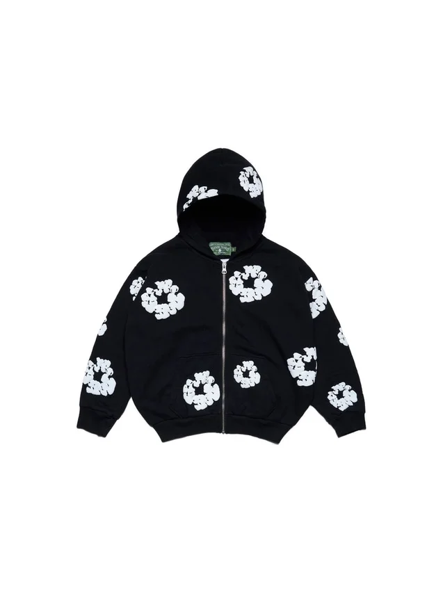 Kids Cotton Wreath Zip Hoodie Black