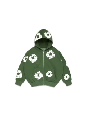 Kids Cotton Wreath Zip Hoodie Green