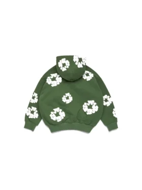 Kids Cotton Wreath Zip Hoodie Green