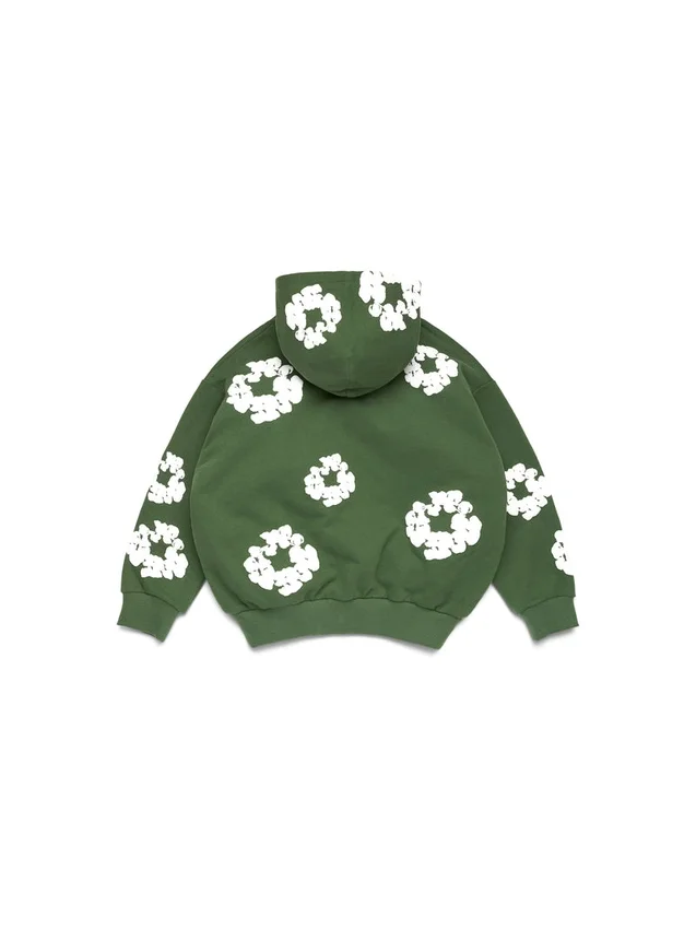 Kids Cotton Wreath Zip Hoodie Green