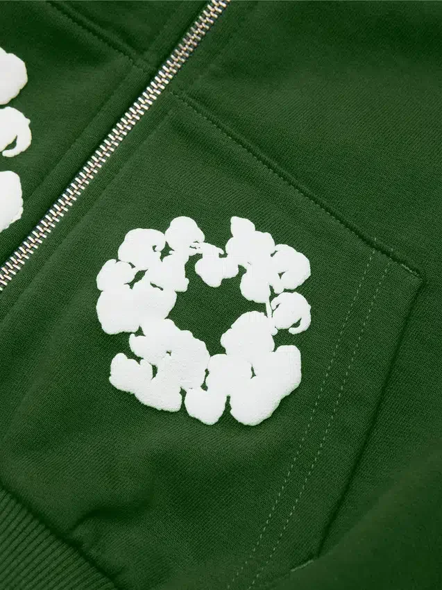 Kids Cotton Wreath Zip Hoodie Green