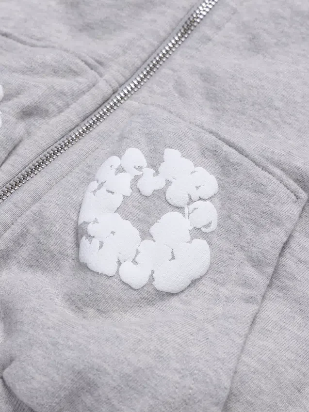 Kids Cotton Wreath Zip Hoodie Grey