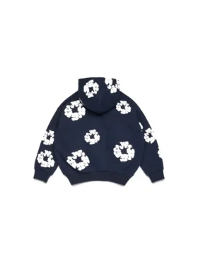 Kids Cotton Wreath Zip Hoodie Navy